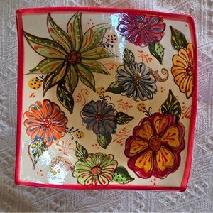 Hand-Painted Floral Ceramic Bowl & Plate Set | Wall Decor